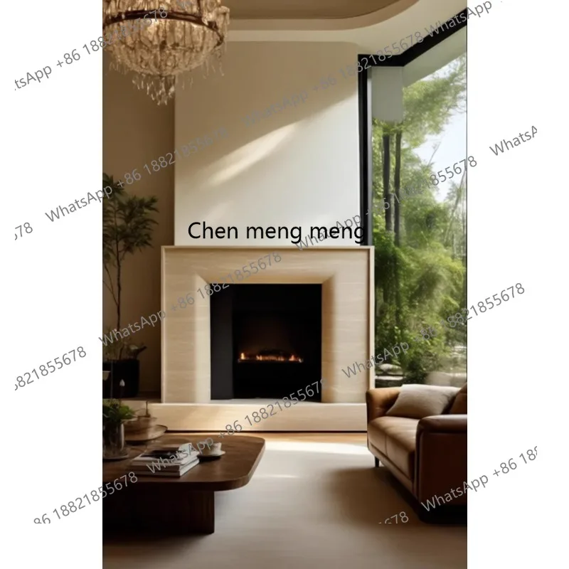 Natural travertine high-end French fireplace marble fireplace custom designer retro