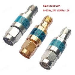 2W DC-Block SMA Male to Female DC-6.0GHz 50ohm RF Coaxial Block SWR≤1.2 DC blocker Connector High Quality Fast Ship