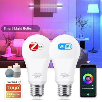 1 szt. 18W 15W żarówka Led Zigbee RGB + WW + CW E27 Tuya Wifi inteligentne lampy Led domowe kompatybilne z Alexa Amazon asystent Google