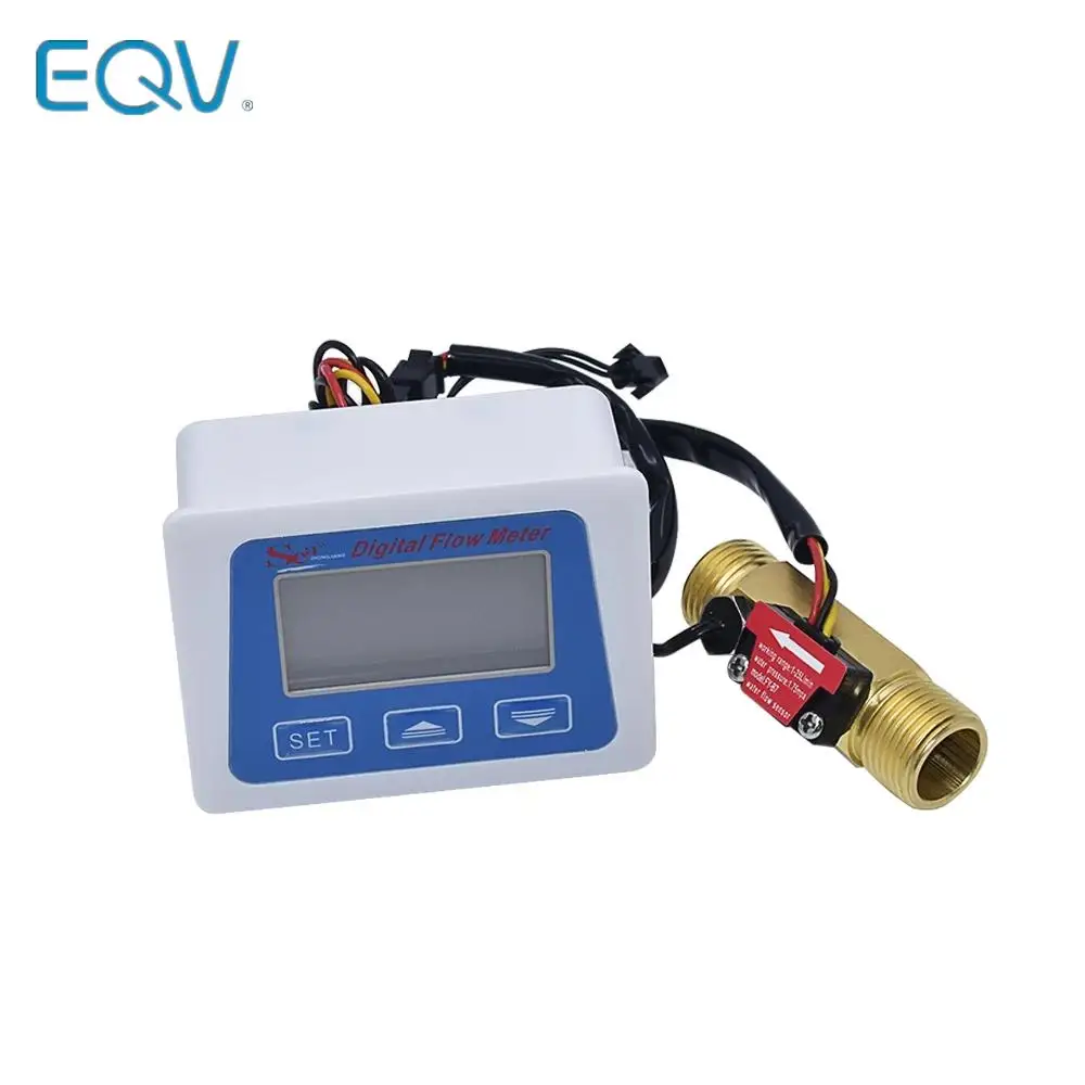 Digital LCD display Water flow sensor meter flowmeter totameter Temperature time record With G1/2 flow sensor