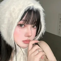 Korean Version of Winter Imitation Sea Mink Girl Headscarf Simple Solid Color Versatile Strap Cover Headband for Women