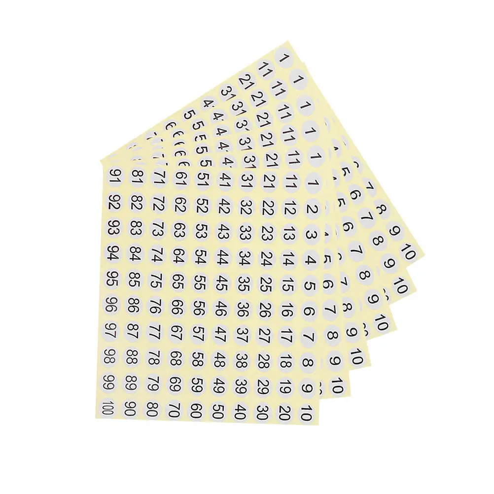 30Sheets Number Stickers Arabic Number Labels 1-100 Self-Adhesive Math Educational Crafts Home School Decoration