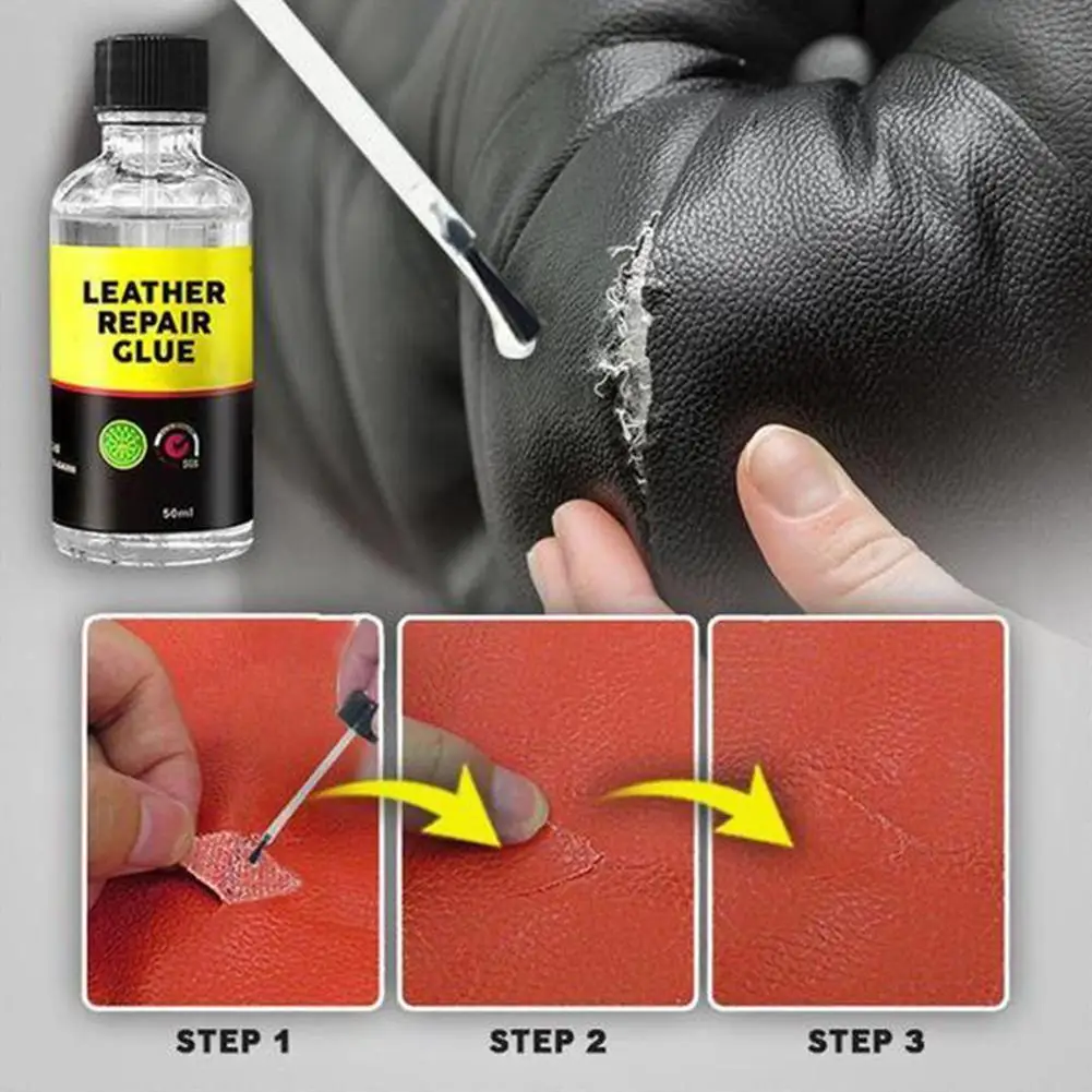 30ml Car Leather Repair Glue Auto Seat Maintenance Leather Care Liquid Rubber Leather Gel Sofa Car Leather Adhesive Glue Tool