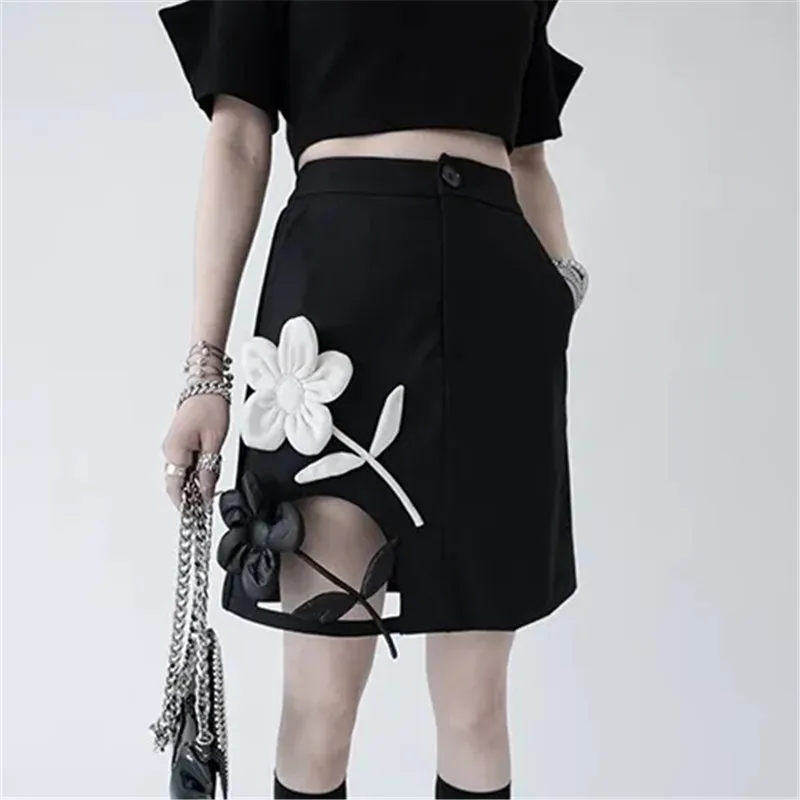 Cut Out Patchwork Floral Mini Skirt For Women High Waist  Colorblock Short Skirts Female Summer Clothing New Faldas Mujer Moda