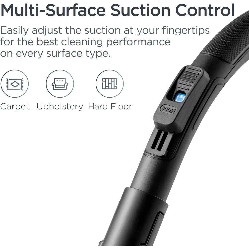 Bagless Canister Vacuum Cleaner, Lightweight Vac for Carpets and Hard Floors, Red