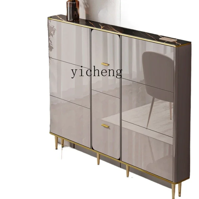 light luxury ultra-thin tipping bucket shoe cabinet narrow household door small entrance cabinet