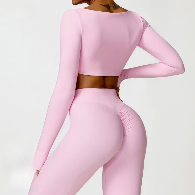 FUBEIKE Yoga Shirts Long Sleeved Women\'s Outdoor Running Fitness Wear Crop Top Gym Clothes Workout Single Piece Top Sportswear