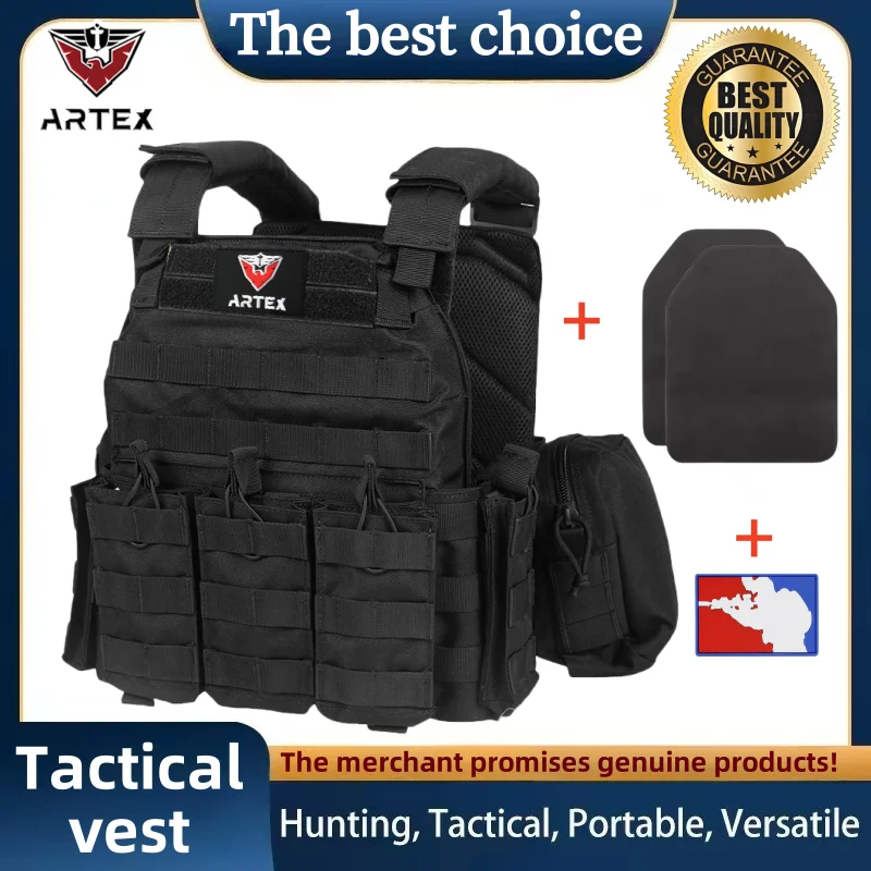 

Tacticon Vest Pouches Plate Carrier Vest, Hunting Armor, Adjustable Training Vests Breathable 3D Mesh Liner