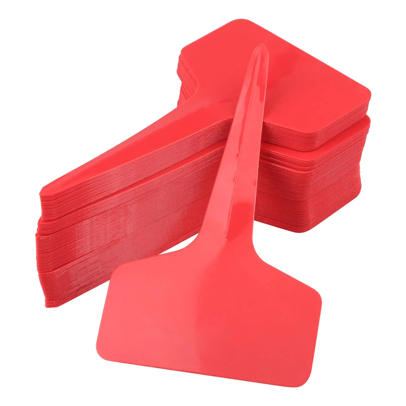 100 Pcs Red Plant labels,Plastic Plant T-Type Tags Nursery Garden Labels