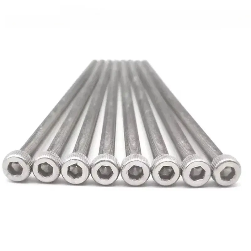 10/20PCS M3x70mm-130mm DIN912 304 Stainless Steel Inner Hexagon Lengthen Screw Knurled Cup Head Bolts Extra Long Screws Bolt