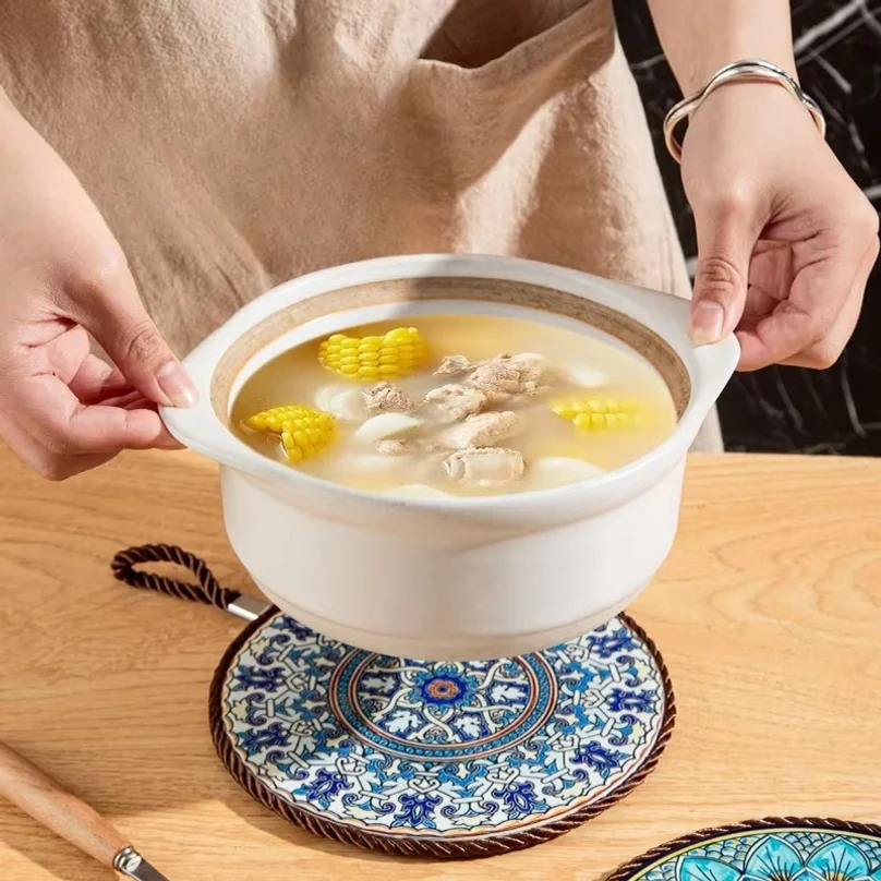 Retro Heat Insulation Pad High Temperature Resistant Casserole Anti-scalding Pad Enamel Pot Mat Ceramic New Chinese Dining