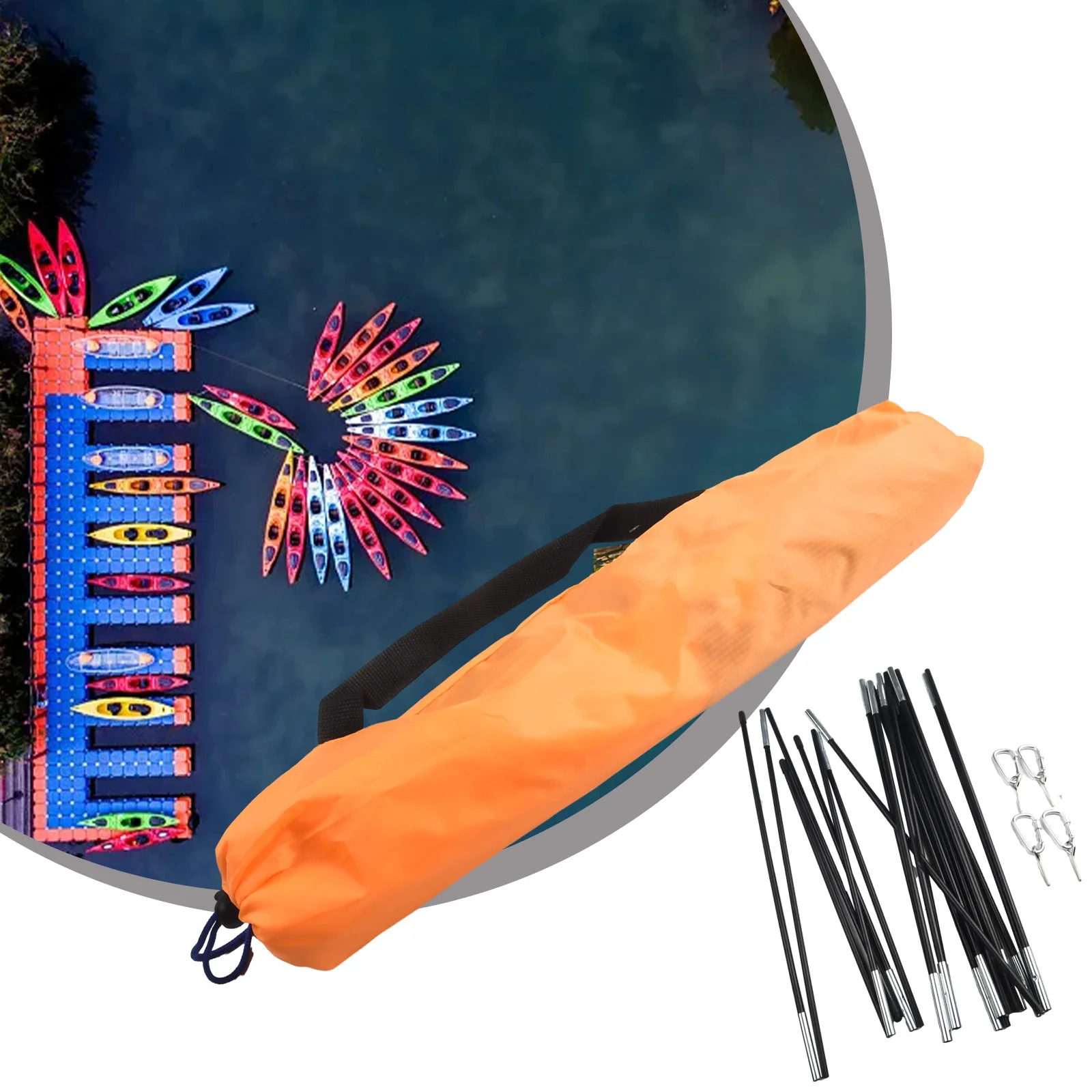 For Kayak Canopy Tent Inflatable Sun Shade Awning for 2 3 Person Use with Wind Rope Carabiners and Adjustable Rods