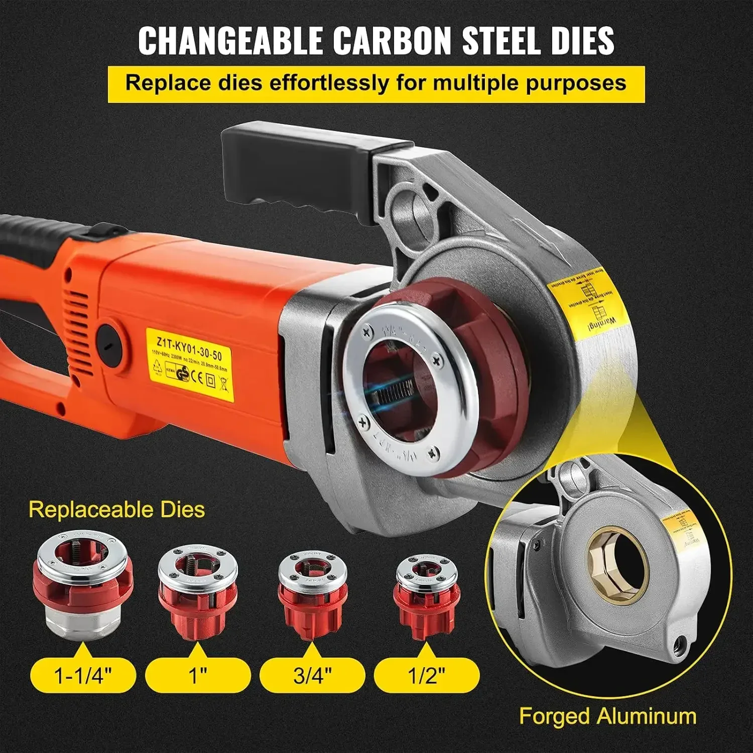 

[XMSJ]Electric Pipe Threader, 2300W Pipe Threading Machine with 4 Dies 1/2" - 1 1/4"