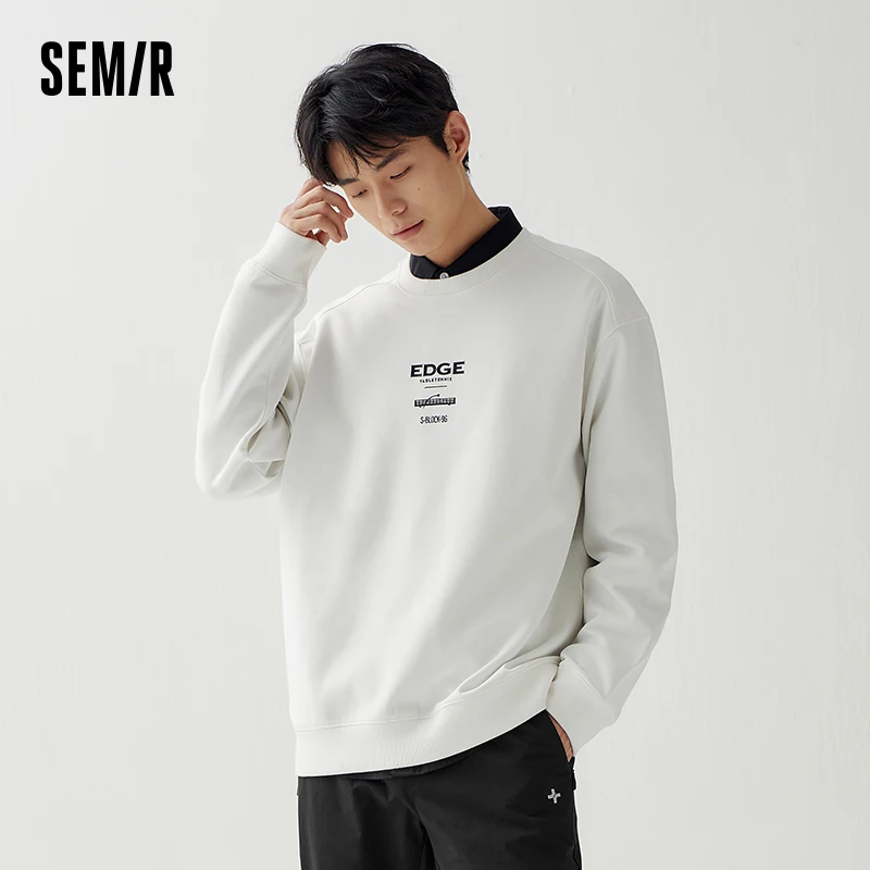 Semir Sweater Men 2024 New Autumn Basic Simple Versatile Round Neck Top Loose Drop Shoulder Knit Casual