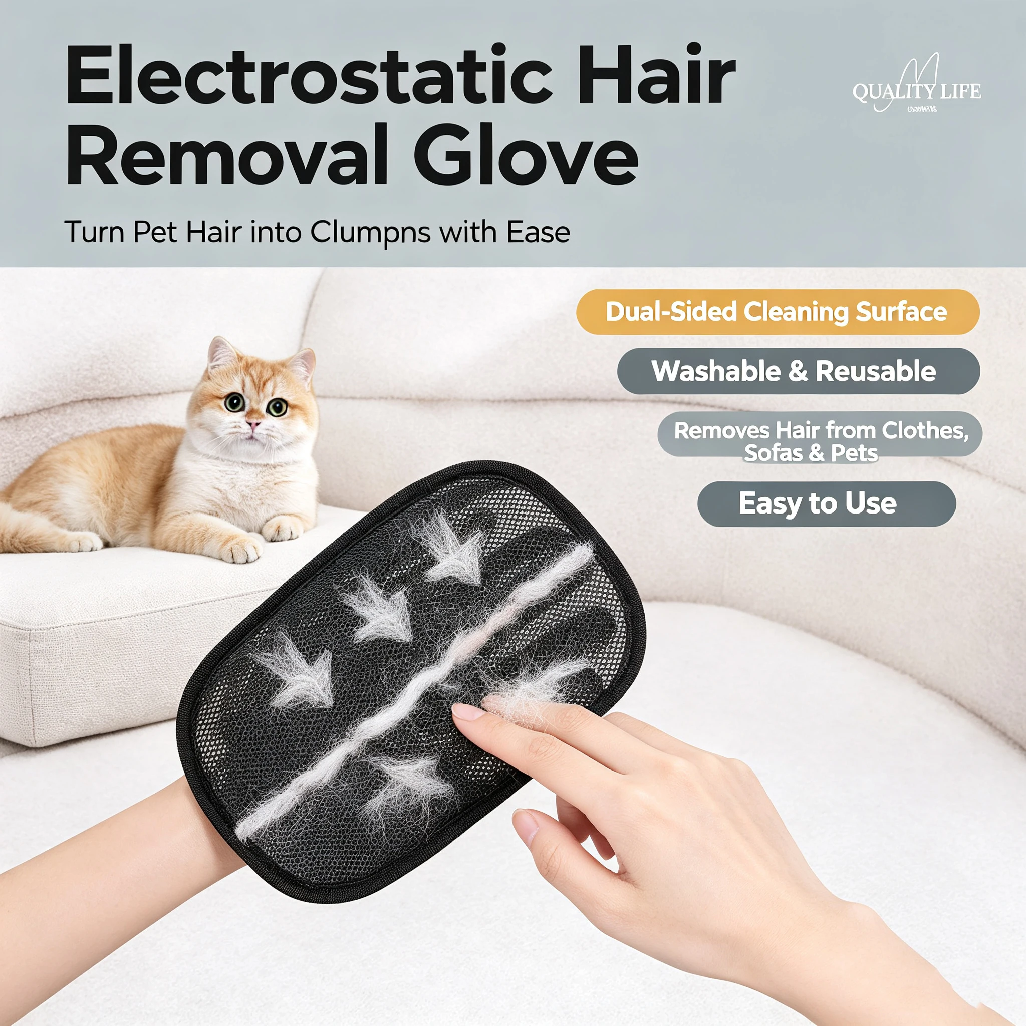 Pet Electrostatic Hair Removal Gloves Dog Cat Hair Removal Brush Gloves Hair Adhesive Gloves Carpet Clothing Hair Cleaning Brush