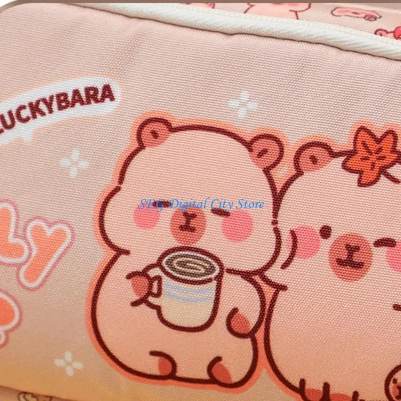 U75B Cartoon Canvas Pencils Case Travel Pencils Organiser Bag for Student Women