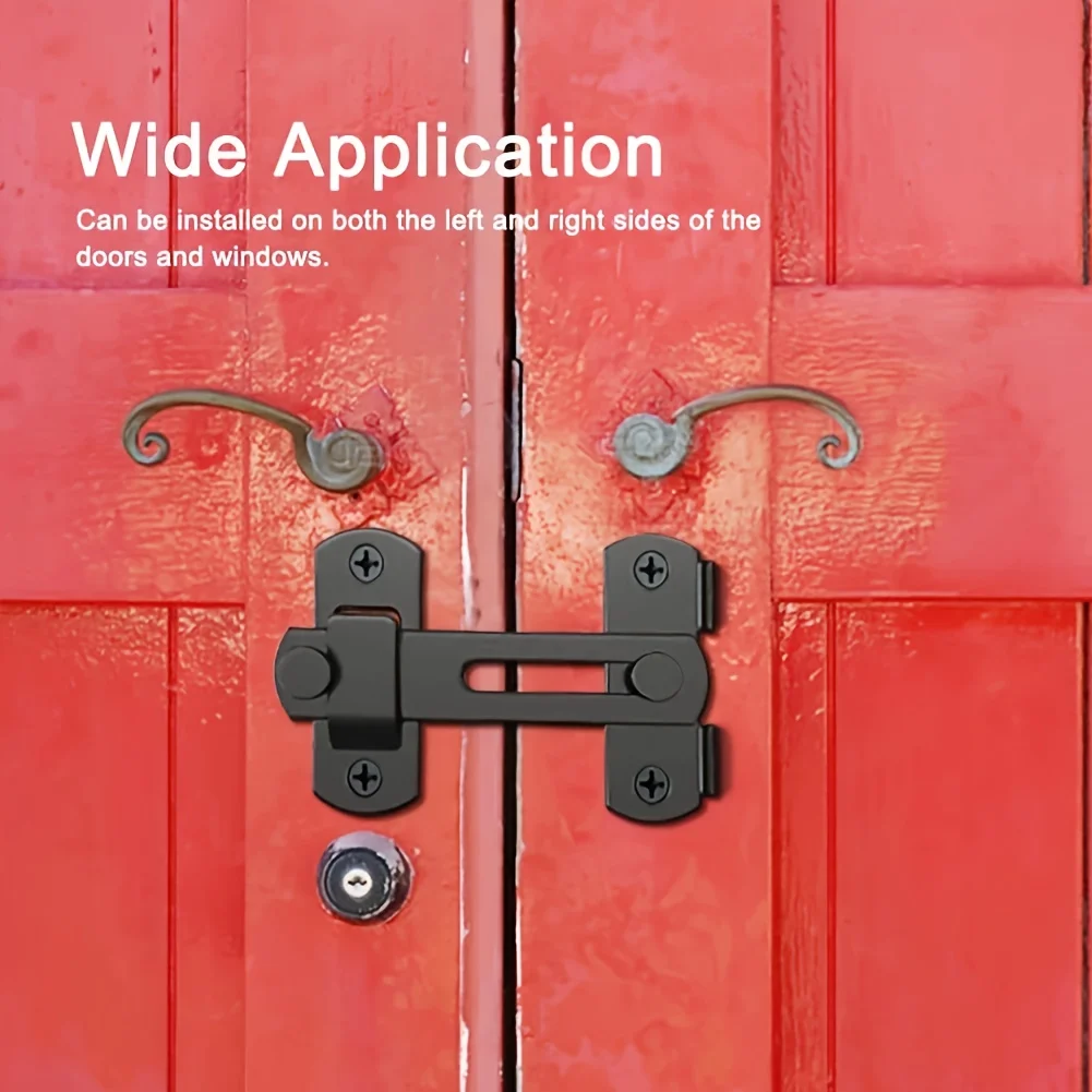 1pc Stainless Steel Barn Lock - 180° Flip Latch for Garage/Bathroom. 2 Keys Anti-Theft, Easy Install. Durable