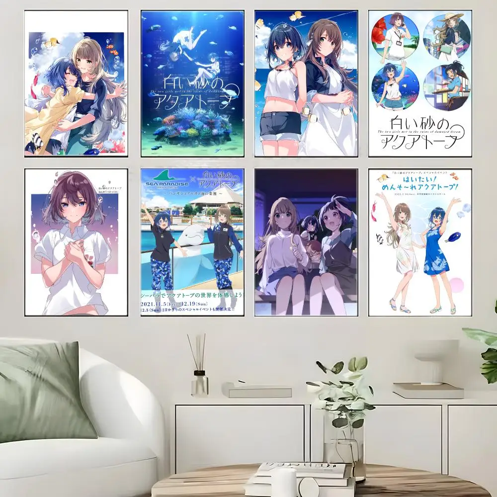 Movie Anime T-The Aquatope on White Sand Poster  Self-adhesive Art Waterproof Paper Sticker Coffee House Bar Room Wall Decor