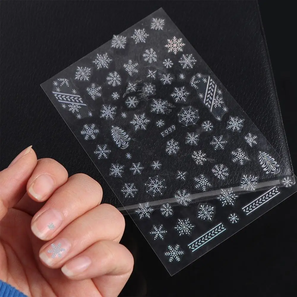 Laser Snowflake Christmas Laser Nail Stickers Christmas Tree French Lines Christmas Laser Nail Decals Xmas Nail Charms