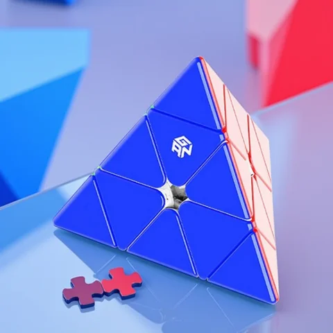 GAN 3x3 Pyraminx M Magnets Speed Magnetic Pyramid Puzzle Stickerless Triangle Cube with Extra GES (Explorer) Speed Cube
