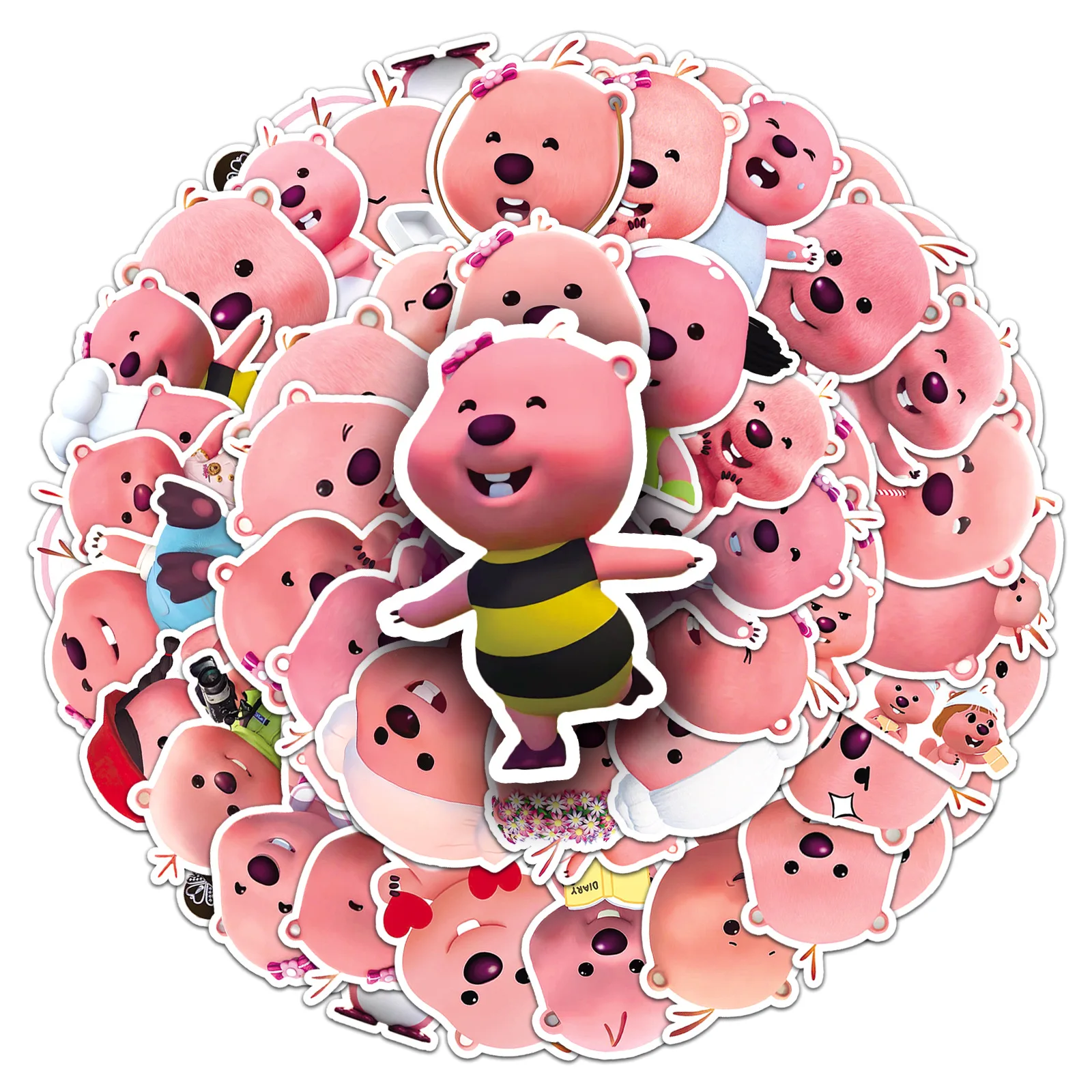 

50 шт., аниме, розовый петля Pororo, сделай сам, детские граффити, водонепроницаемые наклейки, декоративный чехол для мобильного телефона, наклейка на чашку чая с молоком