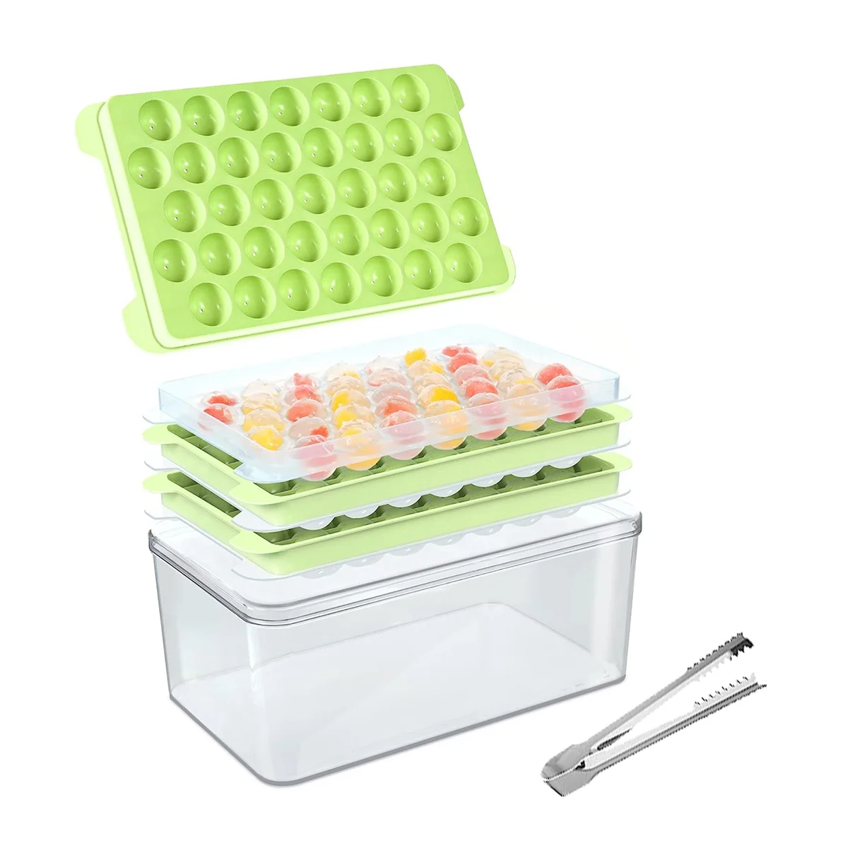 

Ice Cube Tray, 3 Packs Round Ice Cube Trays for Freezer, Easy-Release Ice Ball Maker Mold with Removable Green