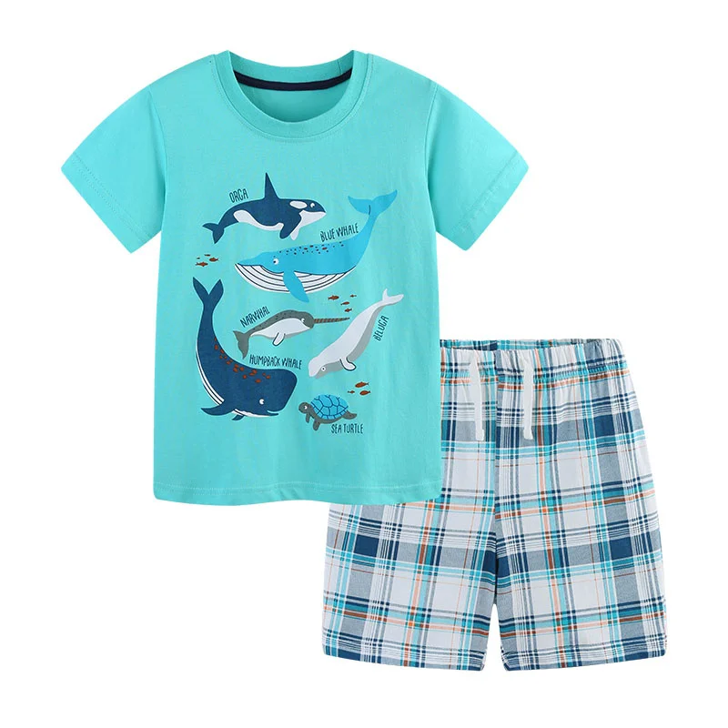 

2026 New Short Sleeve Boys Tshirts + Shorts 2 Pcs Sets Fashion Outfits For Summer Girls Clothing Sets Baby Fashion Suits