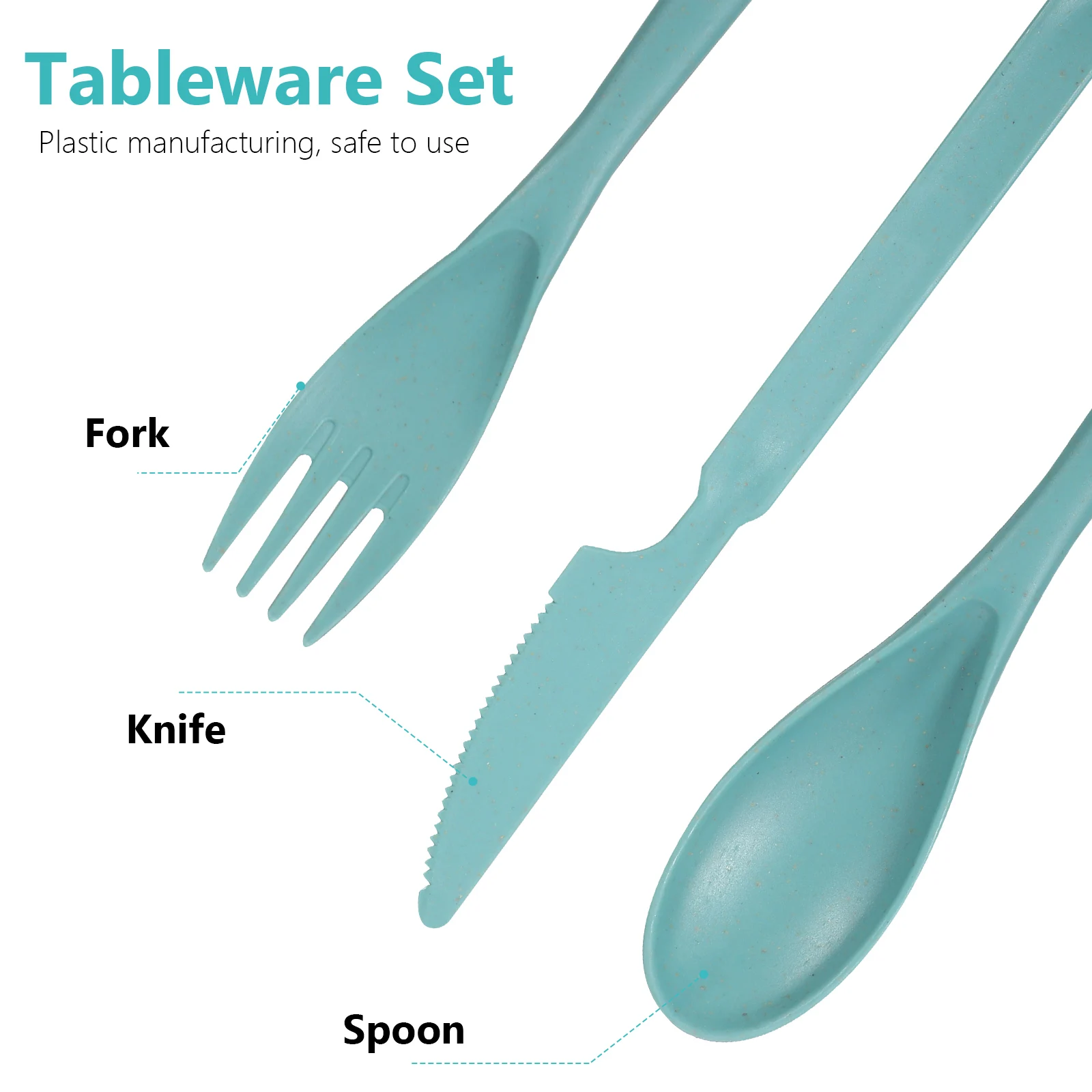 

1Set Blue Wheat Straw Tableware Cutlery Set Unbreakable Dinner Plates Portable Travel Reusable Tableware for Outdoor Picnic