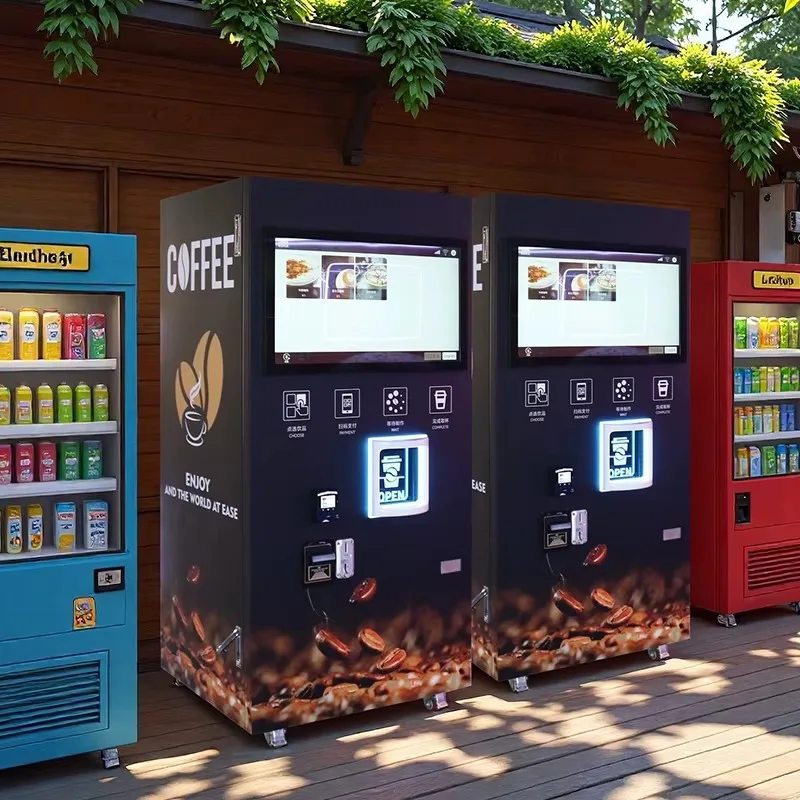 Coffee Vending Machine Metal Smart LED Touchscreen All-Purpose Quick Serve Drink Dispenser Multiple Payment Options Cloud-Based