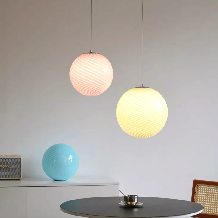 Modern Lollipop Pendant Light Colorful Glass Ball Hanging Lamp Restaurant Bedroom Kids Room Indoor Home Decor Lighting Fixture