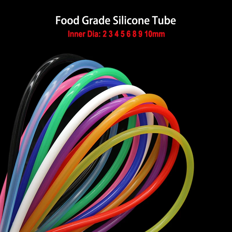 

1 Meter Food Grade Silicone Tube ID 2 3 4 5 6 8 9 10mm Multi-colors Flexible Drink Pipe Water Connector Aquarium Garden Hose