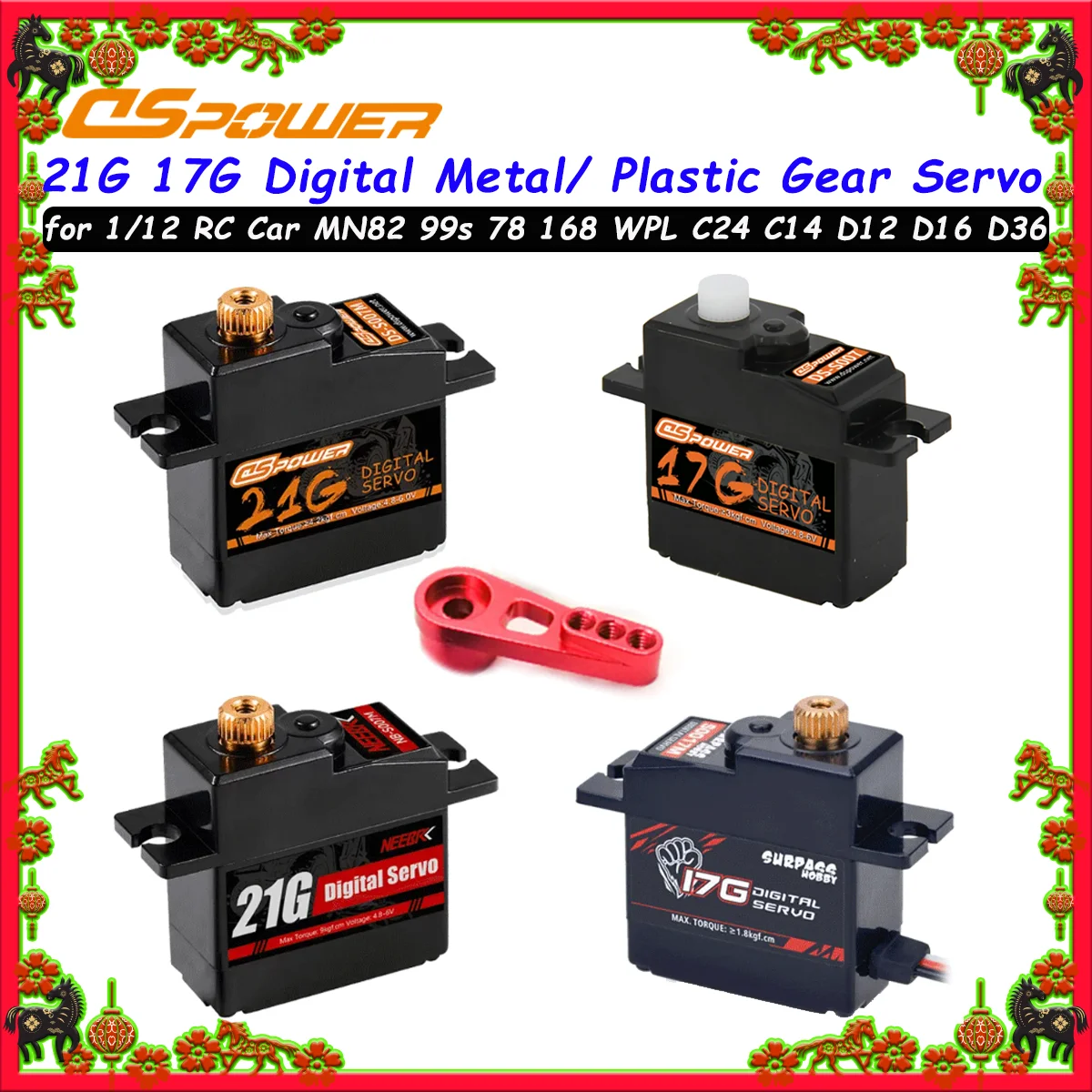 21g 17g Metall/Kunststoff Digital Servo RC Servo für MN82 99s 68 WPLC24 C14 D112 D16 1/12 RC Crawler Auto Upgrade-Teile mit Servoarm