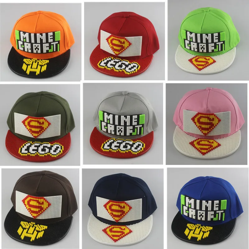 Kreative personalisierte Kinder Baseball Cap Lego Lego Cap kleine Partikel Bausteine Pixel Puzzle DIY flache Kante Hip Hop Hut