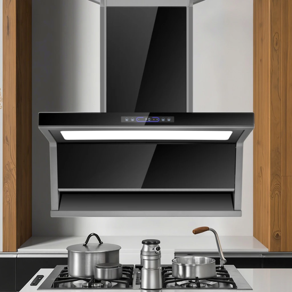 

Настенная китайская умная кухонная вытяжка из закаленного стекла