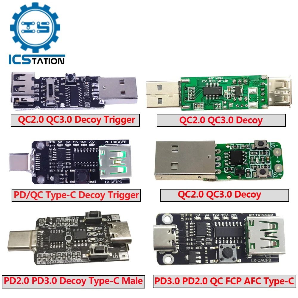 Type-c PD USB Decoy tablica wyzwalacza PD2.0 3.0 QC 2.0 3.0 moduł zasilania płyty głównej Tester napięcia DC 5V 9V 12V 15V 20V