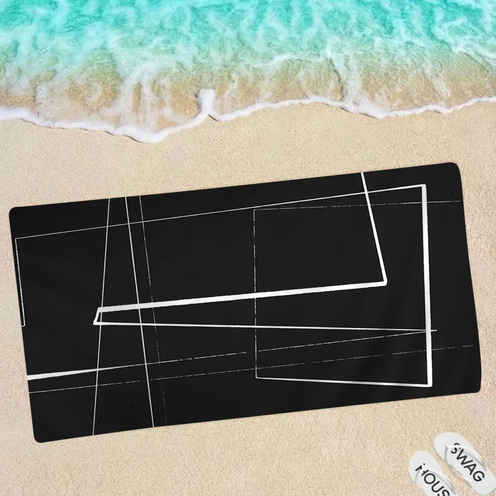 

Black And White Line Art Beach Towel Colorful Bath Towels For Girl Microfiber Quick Dry Custom Sand Free Beach Yoga Spa Gym Pool