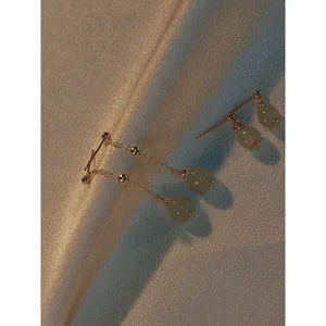 ヘティアン・ジェイドの長いイヤリング女性フリンジイヤーライン古代中国スタイルのハンフコスプレアクセサリー女子のためのエスニックジュエリー 10ベストセールスヘティアンジェイドイヤリング-9