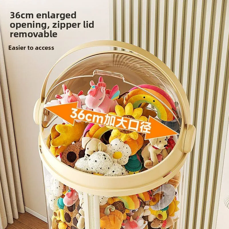 Plush Toy Storage Solution Doll Storage Bucket Transparent Zipper Version High Aesthetic Value Toy Organizer from China