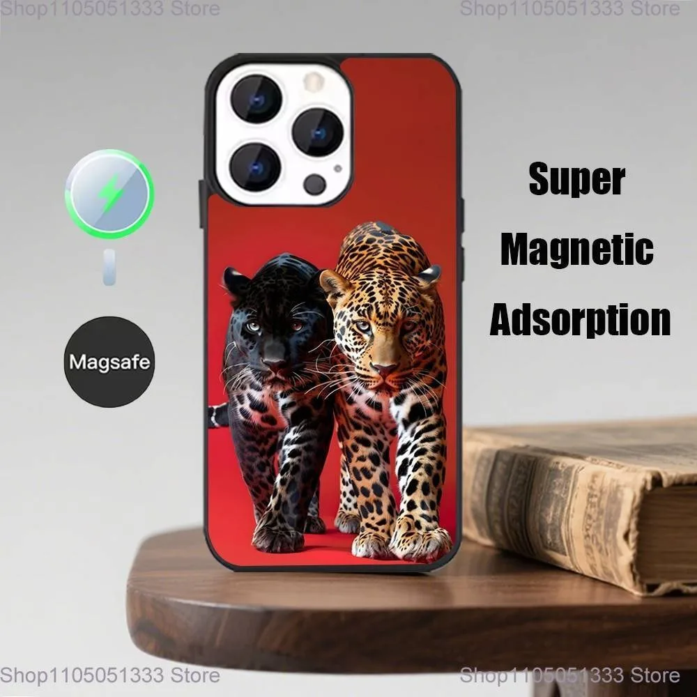 حافظة هاتف على شكل أسد النمر لهاتف آيفون 17,16,15,14,13,12,11,Pro,Max,Plus,Mini,Magsafe,حافظة شحن لاسلكية مغناطيسية