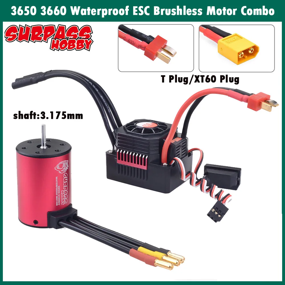 Surpass Hobby 3650 3660 KK Waterproof ESC Brushless Motor Combo for Wltoys 124019 104001 1/10 RC Car RC Parts