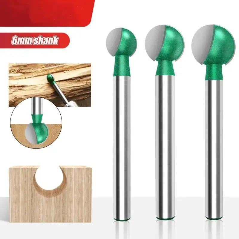 Shank Ball Nose Round Carving Router Bit Cove CNC Milling Cutter Tungsten Carbide Woodworking Tools No Burn Smooth Cut