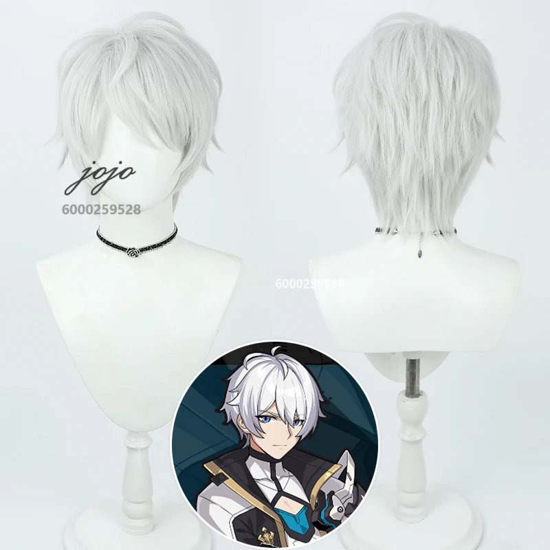 

Kevin Kaslana Wig Game Honkai:Star Rail Cosplay Women Men Silver White Short Hair Kevin Role Play Headwear Christmas Party Wig