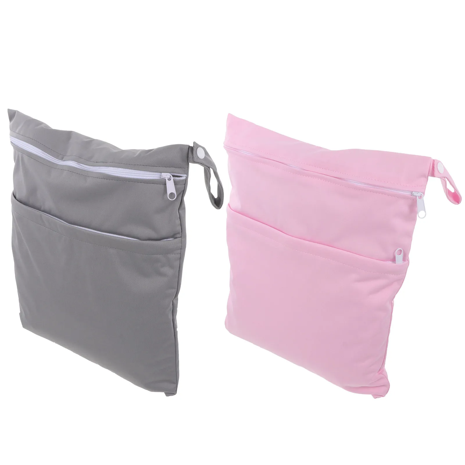 2Pcs Diaper Storage Bags Baby Cloth Wet Dry Organizer Large Capacity Two Zippered Pockets Infant Diaper Pouch Portable Storage