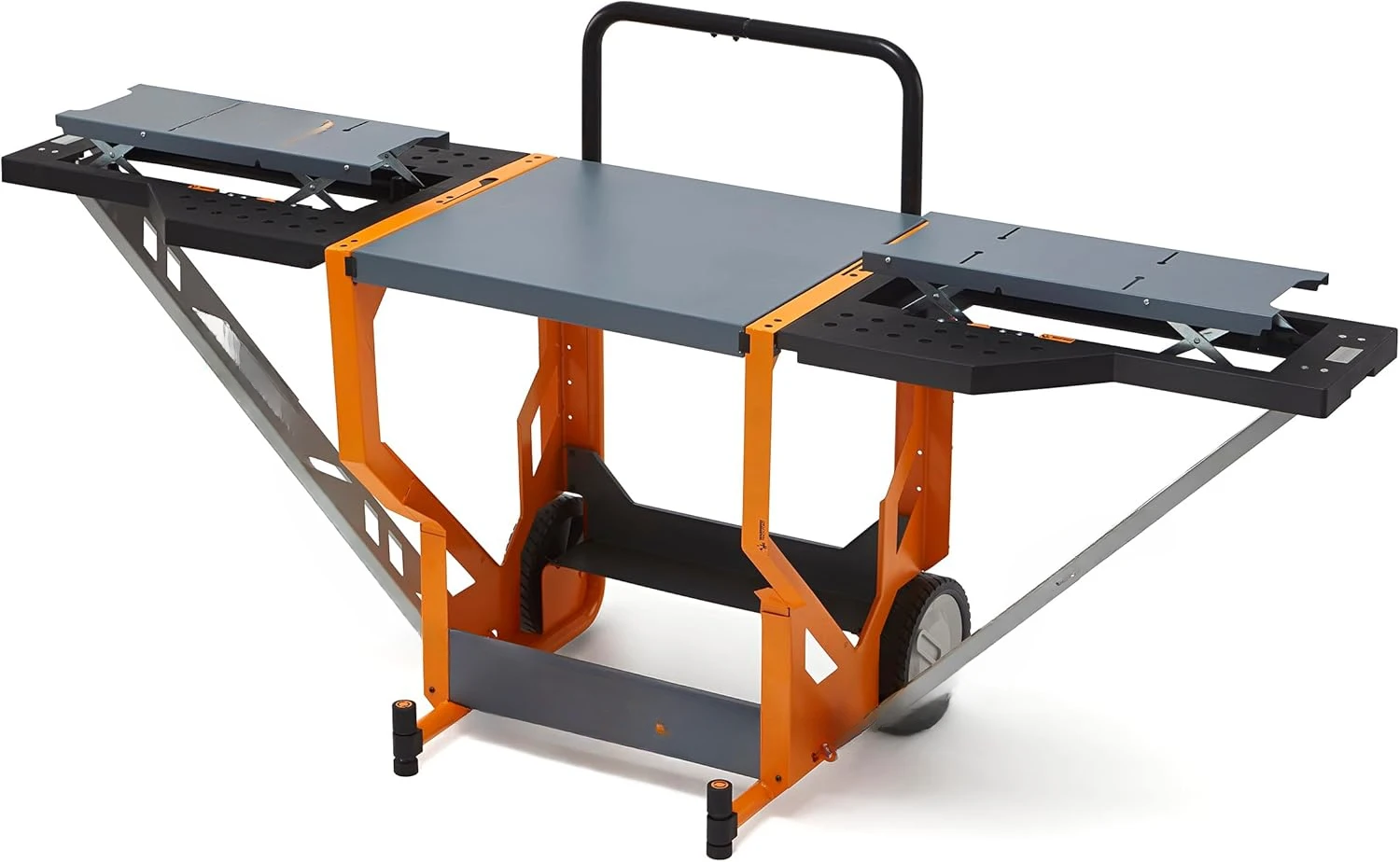 Weight Portable Rolling Table Saw Stand Workbench with Folding Wing Extensions Miter Saw Stands PM-8000 - Orange/Black