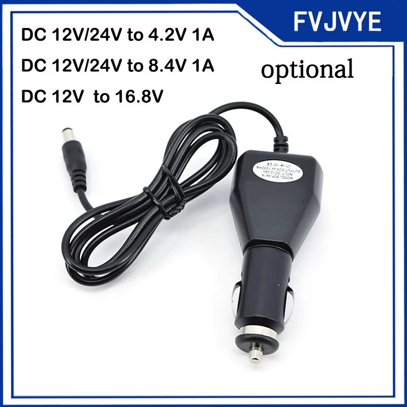 DC 12V 24V To 4.2V 8.4V 16.8v 1A Volt Car Cigarette Lighter Power Charger Connector Cable 1000mA For 18650 Li-ion LiPo Battery