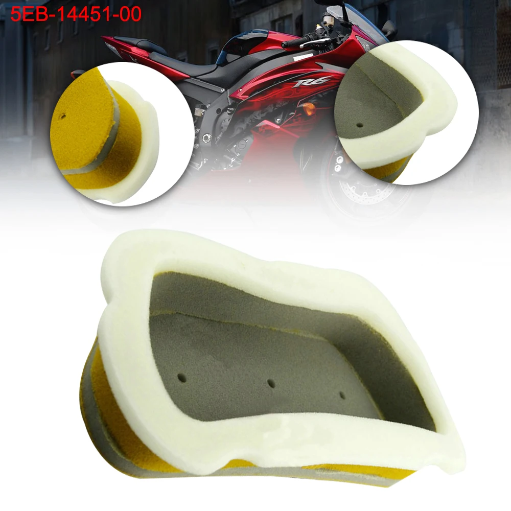 Motorcycle Accessories Air Filter for Yamaha YZF-R6 1999-2005 & R6S 2006-2009 Dual-Stage Foam Intake Element OEM 5EB-14451-00