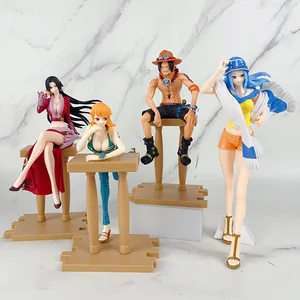 Mô hình hình hành động anime One Piece, Luffy, Ace, Nami, Hancock, vị trí quán bar, tư thế ngồi, bộ sưu tập búp bê PVC, quà tặng đồ chơi cho trẻ em Dây đeo mô hình tư thế bán hàng chính - №4