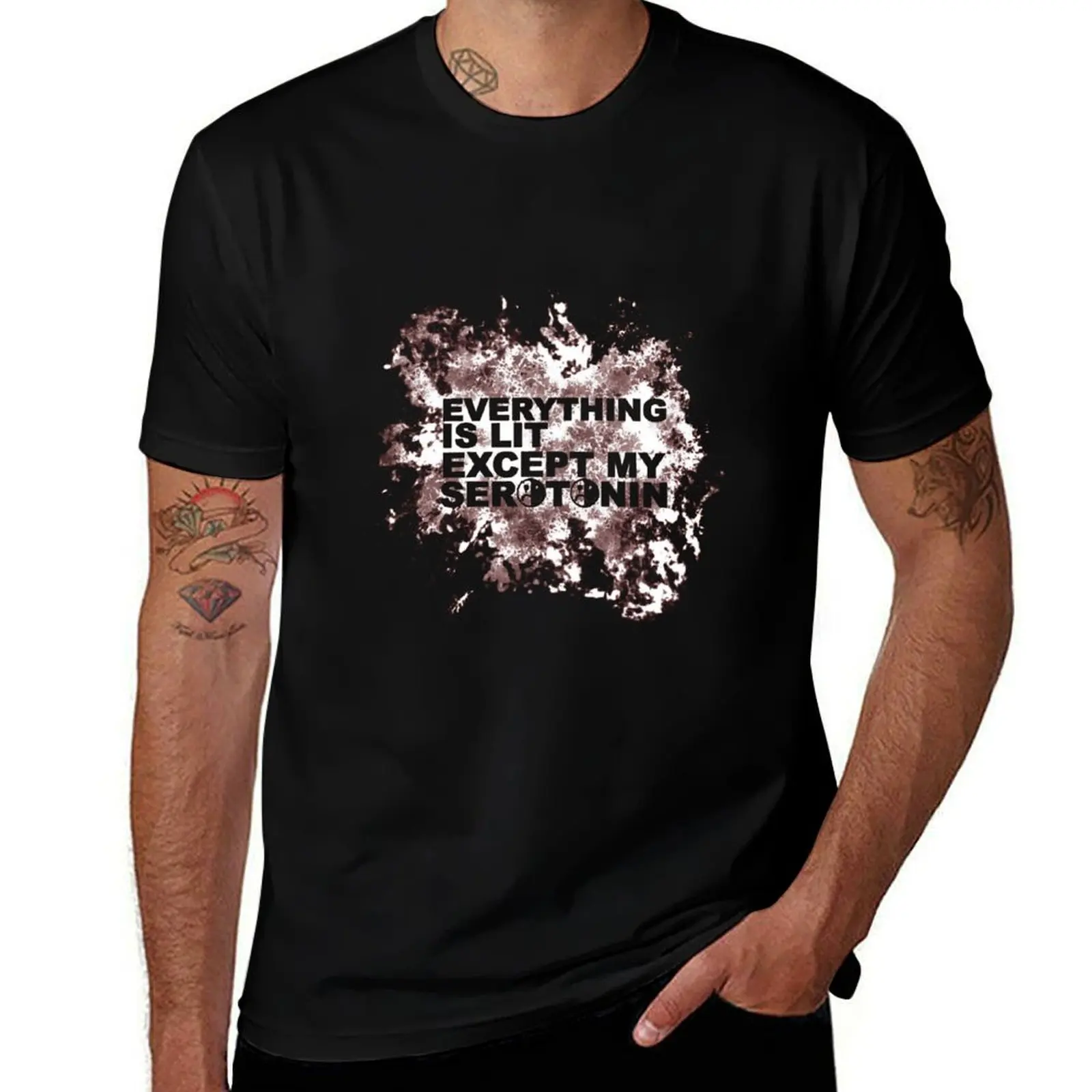 EVERYTHING IS LIT (except my serotonin) - Splatter T-Shirt Relaxed Casual Short Sleeve Tee T-Shirt