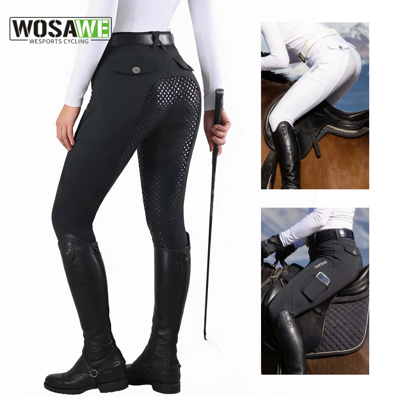 WOSAWE Silicone Horse Riding Pants Spring Summer Breathable Equestrian Pants Women's Cycling Pants Equestrian Clothing