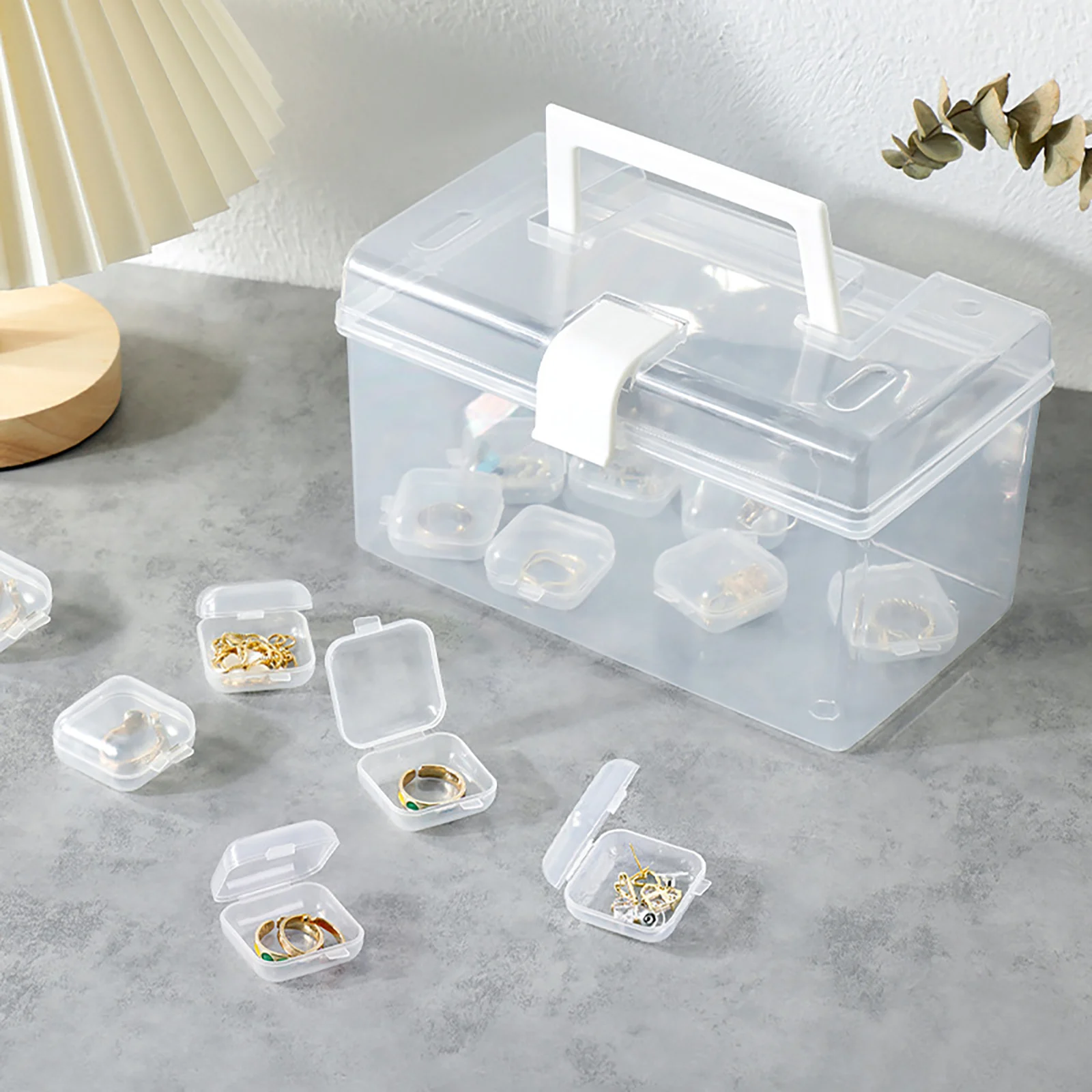 Mini Jewelry Box PVC Transparent for Travel Accessories Home Dresser Anti-Oxidation Dustproof Storage Case Portable Organiser